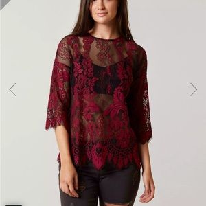 BKE boutique eyelash lace top
